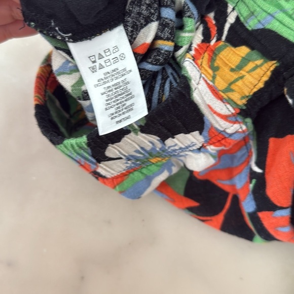 C&C California Tropical Floral Print Linen Blend Pants Sz S Multicolor Black - Picture 4 of 11